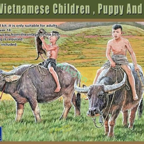 60′-70’s Vietnamese Children, Puppy And Buffalo Set scala 1:35 GECKO MODELS 35GM0109