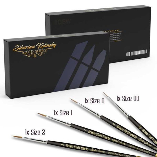 set pennelli Premium Green Staff World Gold Series 00-0-1-2 gamma premium Kolinsky