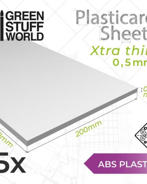 Foglio Plasticard ABS 0'5 mm - 5 lastreGREEN STUFF WORLD 9105