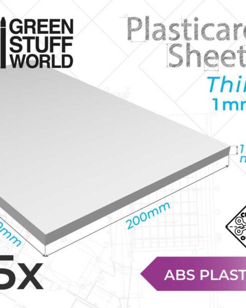 Foglio Plasticard ABS 1mm - 5 lastreGREEN STUFF WORLD 9106
