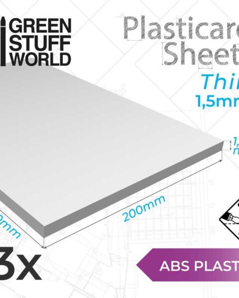 Foglio Plasticard ABS 1'5 mm - 3 lastreGREEN STUFF WORLD 9107