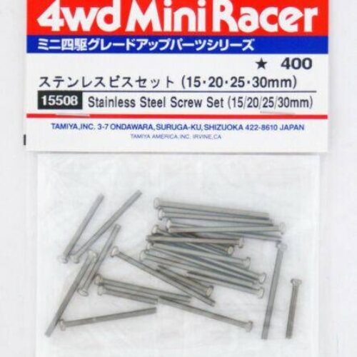 Tamiya 15508 – Stainless Steel Screw Set – Kit Viti Lunghe per Personalizzazione Mini 4WD