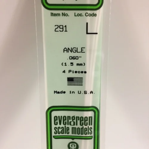 Evergreen Scale Models 291 – Angolare in Polistirolo Opaco 1,5 mm – 3 pz
