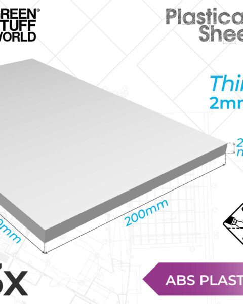 Foglio Plasticard ABS 2 mm - 3 lastre  GREEN STUFF WORLD GSW9108