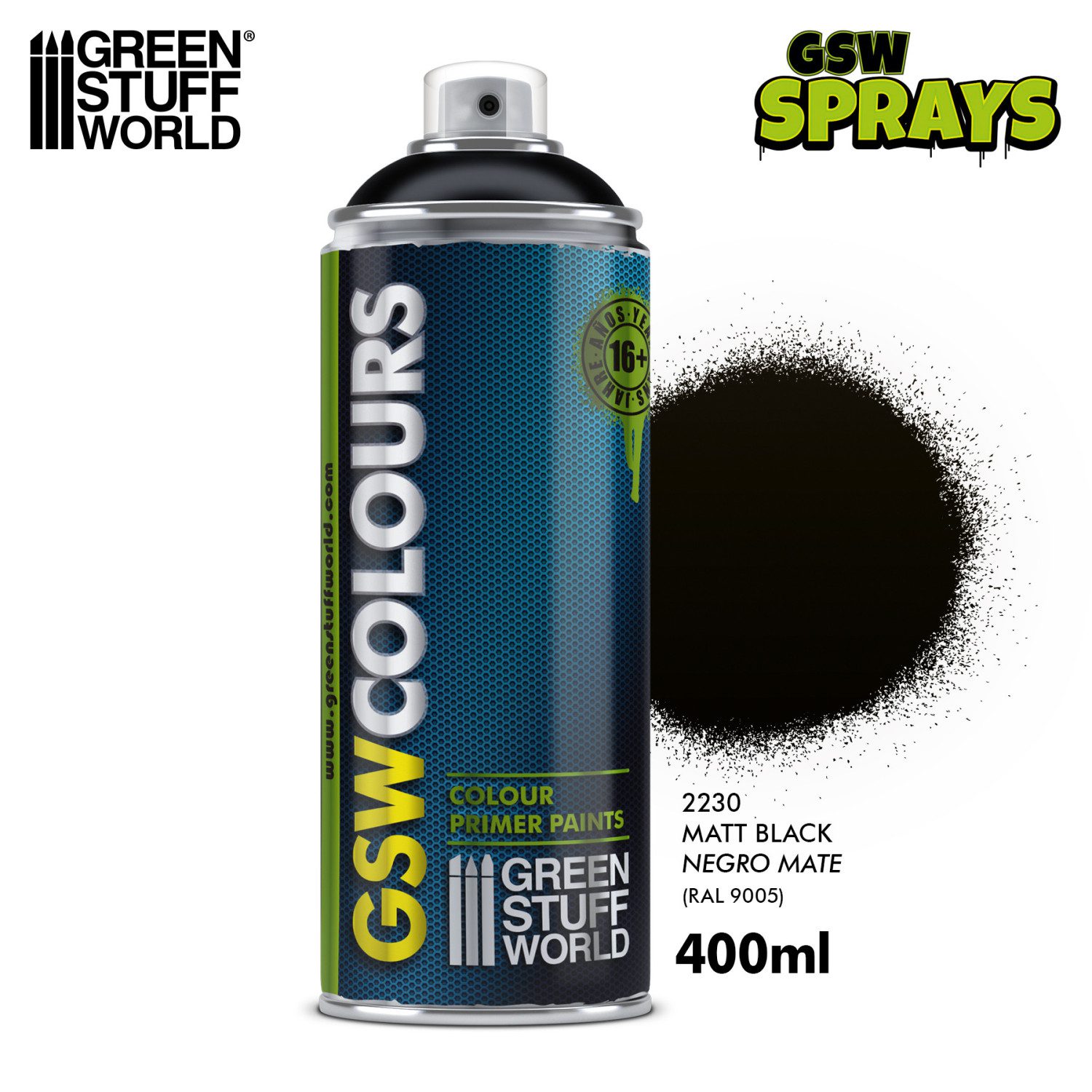 Bomboletta Spray - NERO Opaco GREEN STUFF WORLD GSW2230