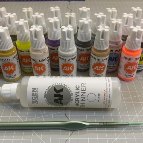 Offerta 24 Colori Acrilici 3rd Gen, Thinner, Pennello, AK Interactive