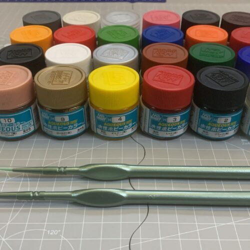 Offerta 24 Acrilici Aqueous Hobby Color Serie H, 2 Pennelli, Gunze Sangyo