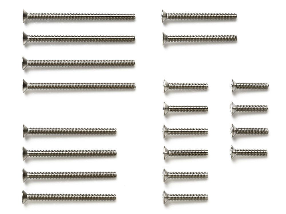 Set Viti Acciaio Inox Tamiya 15510 per Mini 4WD, Svasate