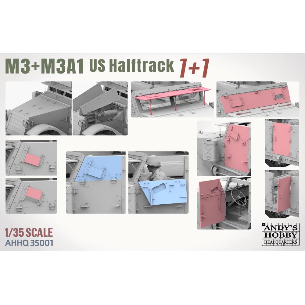 M3 / M3A1 U.S. WWII Halftrack Double Combo, AHHQ-35001, 1:35, Andy's HHQ - immagine 4