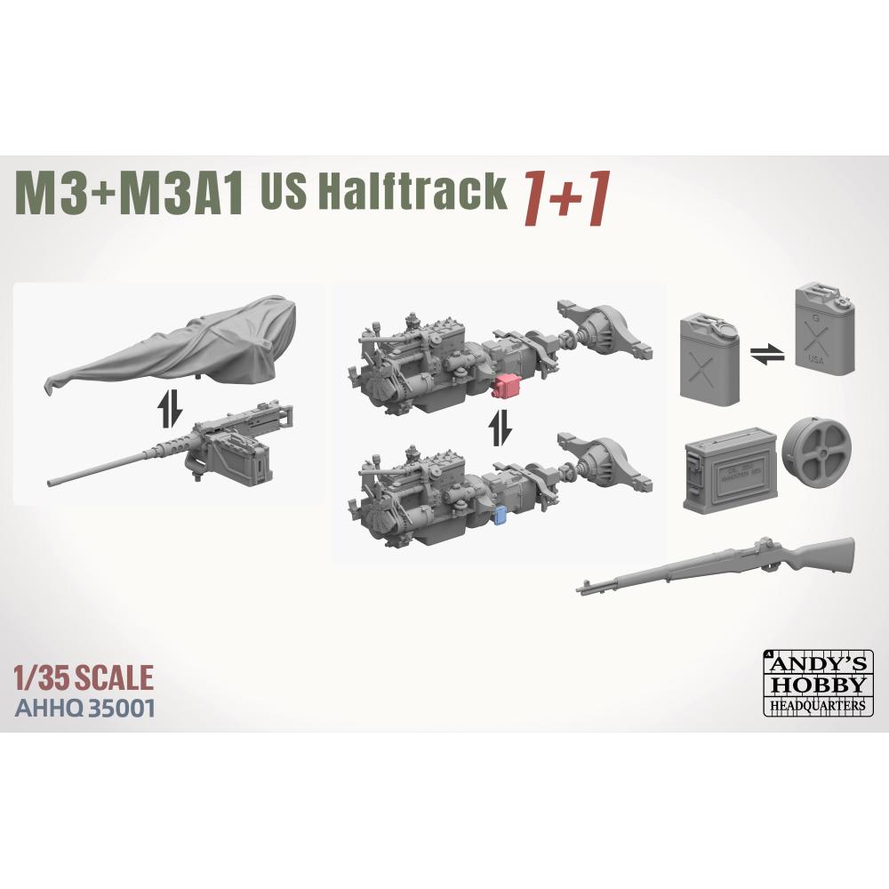 M3 / M3A1 U.S. WWII Halftrack Double Combo, AHHQ-35001, 1:35, Andy's HHQ - immagine 3