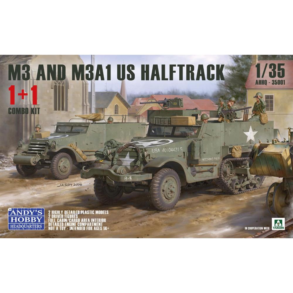 M3 / M3A1 U.S. WWII Halftrack Double Combo, AHHQ-35001, 1:35, Andy's HHQ