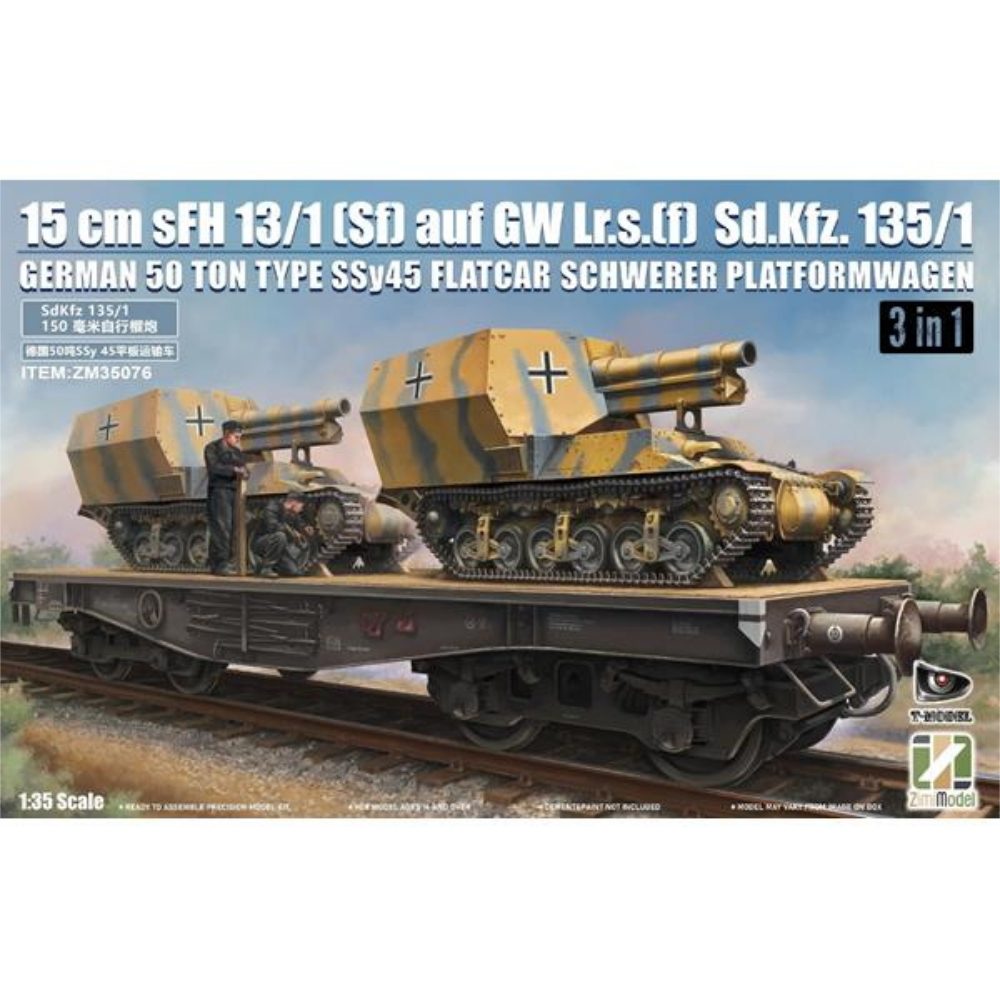 15cm Sd.Kfz. 13/1 auf Gw Lrs.(f) w/SSy45 Flatcar, 1:35,ZIMI Model